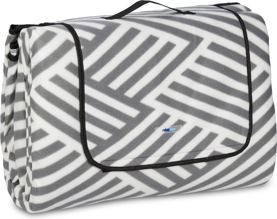 Relaxdays picknickkleed zigzag - 300x300 cm - waterdichte onderkant -  picknickdeken fleece | bol.com