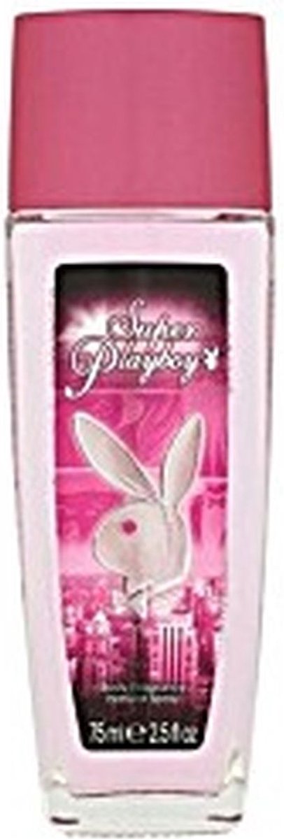 Goedkoopste Super Playboy body fragrance natural spray - Roze / Zwart - Glas / Kunststof - 75 ml - Set van 2 - Playboy - Valentine - Valentijnsdag - valentijn cadeautje - Luchtje - Parfum - Bodymist