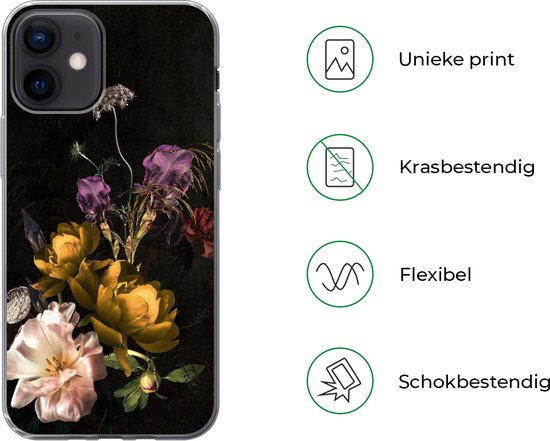 Telefoonhoesje Geschikt voor iPhone 12 hoesje - Bloem - Patronen - Planten - Siliconen Telefoonhoesje