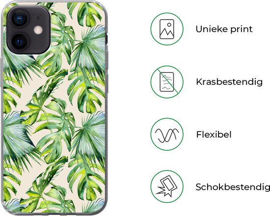 Coque iPhone 12 - Feuilles - Motifs - Monstera - Coque de téléphone en Siliconen