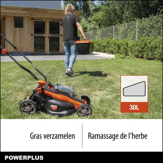 Tondeuse à gazon sans fil Dual Power {label} - {11139}, tondeuse à gazon {6628} Ø, sans batterie ni chargeur, avec bac de ramassage {12797} et éjection arrière