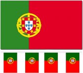 Bellatio Decorations - Vlaggen versiering - Portugal - Vlag 90 x 150 cm en vlaggenlijn 3m