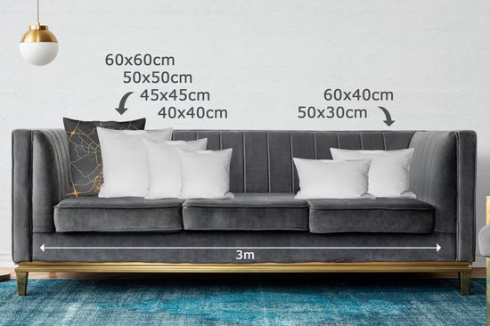 Coussins décoratifs - Oreillers Salon - 60x60 cm - Carte - Münster - Allemagne - Or - Zwart