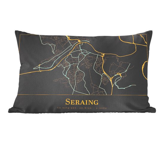 Coussins Coussins décoratifs - Oreillers Salon - 60x40 cm - Carte - Seraing - Goud - Zwart