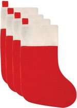 Kerstsokken - rood - 4 stuks - 41 cm - 20 x 41 cm -  polyester
