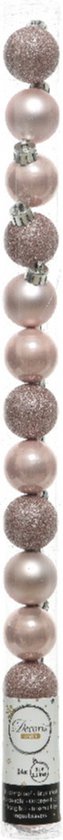 Boules de Noël - synthétiques - 30x pièces - rose clair - 3 et 4 cm