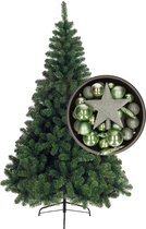 Sapin de Noël Bellatio Decorations H210 cm - avec boules de Noël et pic vert