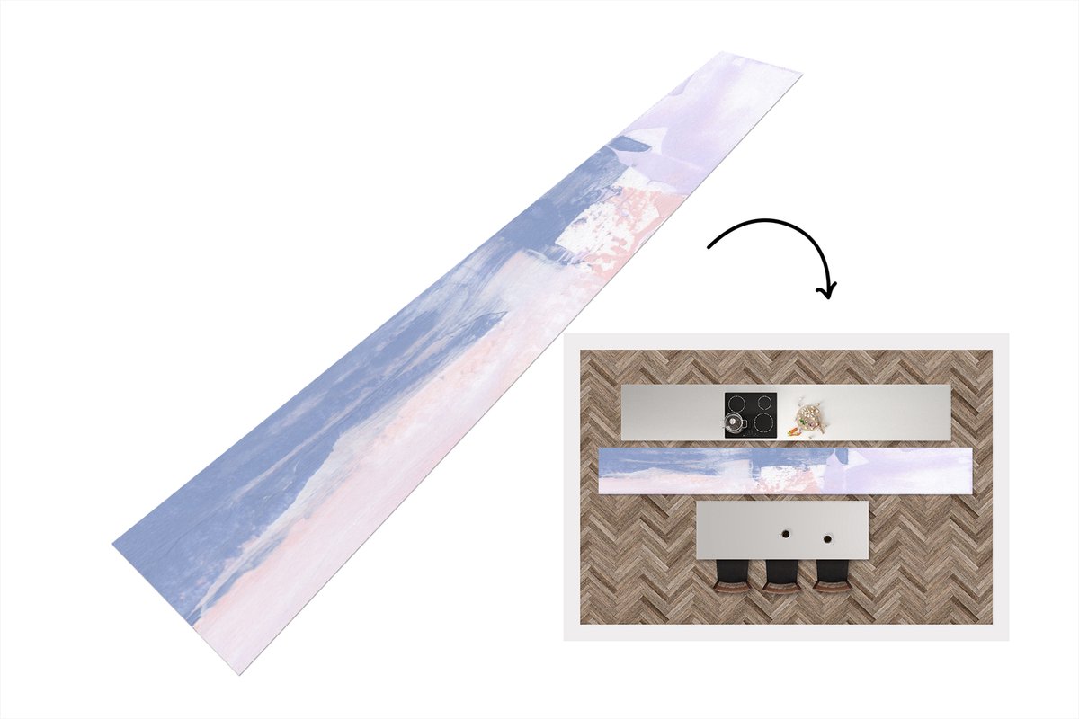 KitchenYeah Keukenloper - Loper keuken - Pastel - Design - Verf - 480x60 cm - Keukenloper vinyl Multicolor