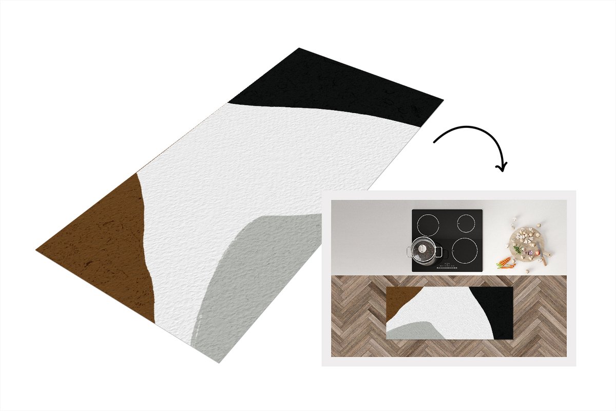 KitchenYeah Keukenloper - Loper keuken - Minimalisme - Design - Vormen - 120x50 cm - Keukenloper vinyl Multicolor