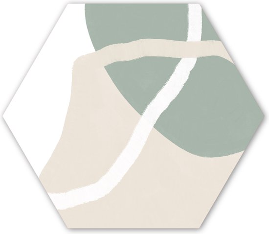 Hexagon wanddecoratie - Kunststof Wanddecoratie - Hexagon Schilderij - Minimalisme - Pastel - Design - 120x103 cm