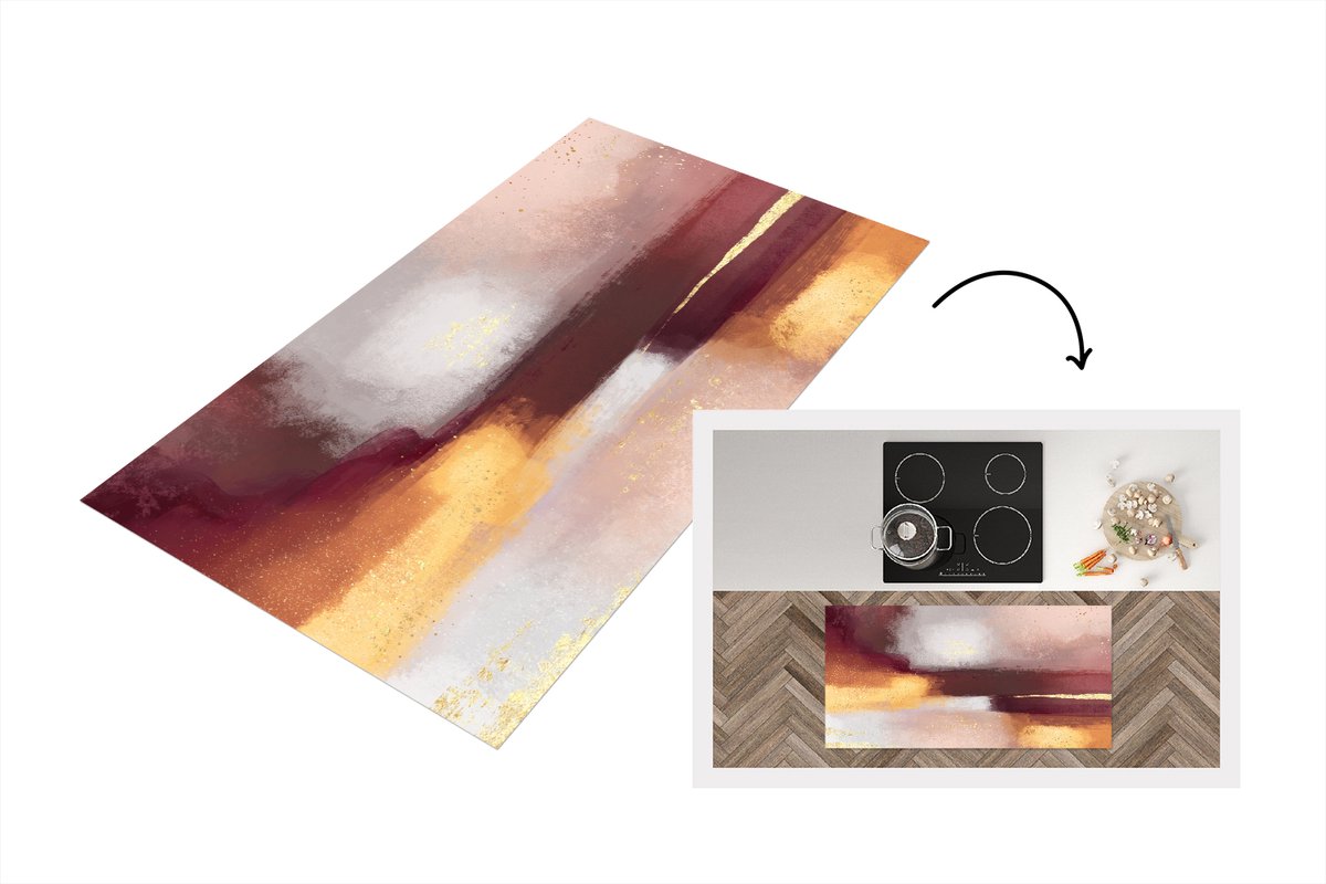 KitchenYeah Keukenloper - Loper keuken - Verf - Abstract - Pastel - 120x60 cm - Keukenloper vinyl Multicolor