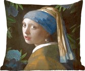 Sierkussens - Kussentjes Woonkamer - 40x40 cm - Het meisje met de parel - Vermeer - Kunst