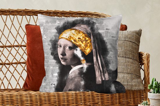 Oreillers - Boucle d'oreille La Fille à la perle - Vermeer - Or - 60x60 cm - Salon