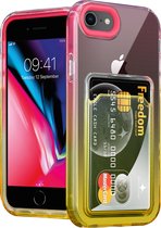 ShieldCase geschikt voor Apple iPhone 7/8 hoesje colorful pasjeshouder - roze/geel - Hoesje met pasjeshouder - Pasjes case - Backcover Beschermhoesje