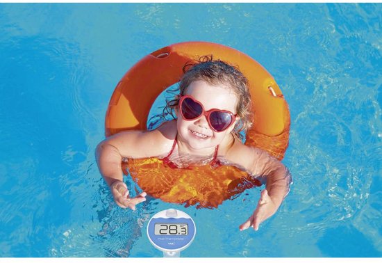 TFA Dostmann analoge zwembadthermometer Neptun, 40.2003, meting van de watertemperatuur in pool en vijver, zwemt in water, gemakkelijk aflezen, met bevestigingskoord, (L)125 x (B)125 x (H)385 mm