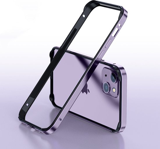 Foto: Iphone 14 pro bumper geen achterplaat paars ultradun perfect fit aluminium tpu hybride shockproof 100 eco vriendelijk