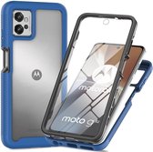 Motorola Moto G32 Hoesje | Met ingebouwde screenprotector | Full Protect valbescherming | Doorzichtig / Blauw