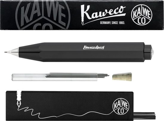 Kaweco - Vulpotlood 0,7 - Skyline Sport - Zwart - Met doosje vullingen in glazen tube