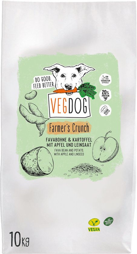 Vegdog Farmer’s Crunch – Hondenbrokken – Veganistisch – Volledig Dierenvoer – Duurzaam – Gezond –  10kg