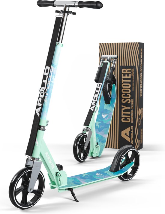 Apollo Phantom Pro – Trottinette Freestyle XXL 200 Mm, Pliable, Hauteur Réglable (91-105 Cm), Charge 100 Kg