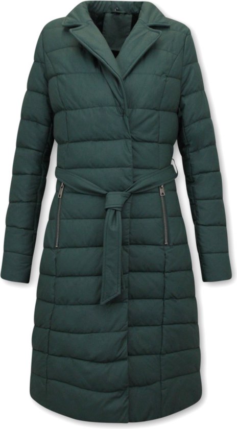 Puffer Jas Dames - Lange Winterjas Dames - 7921 - Groene Jas Dames