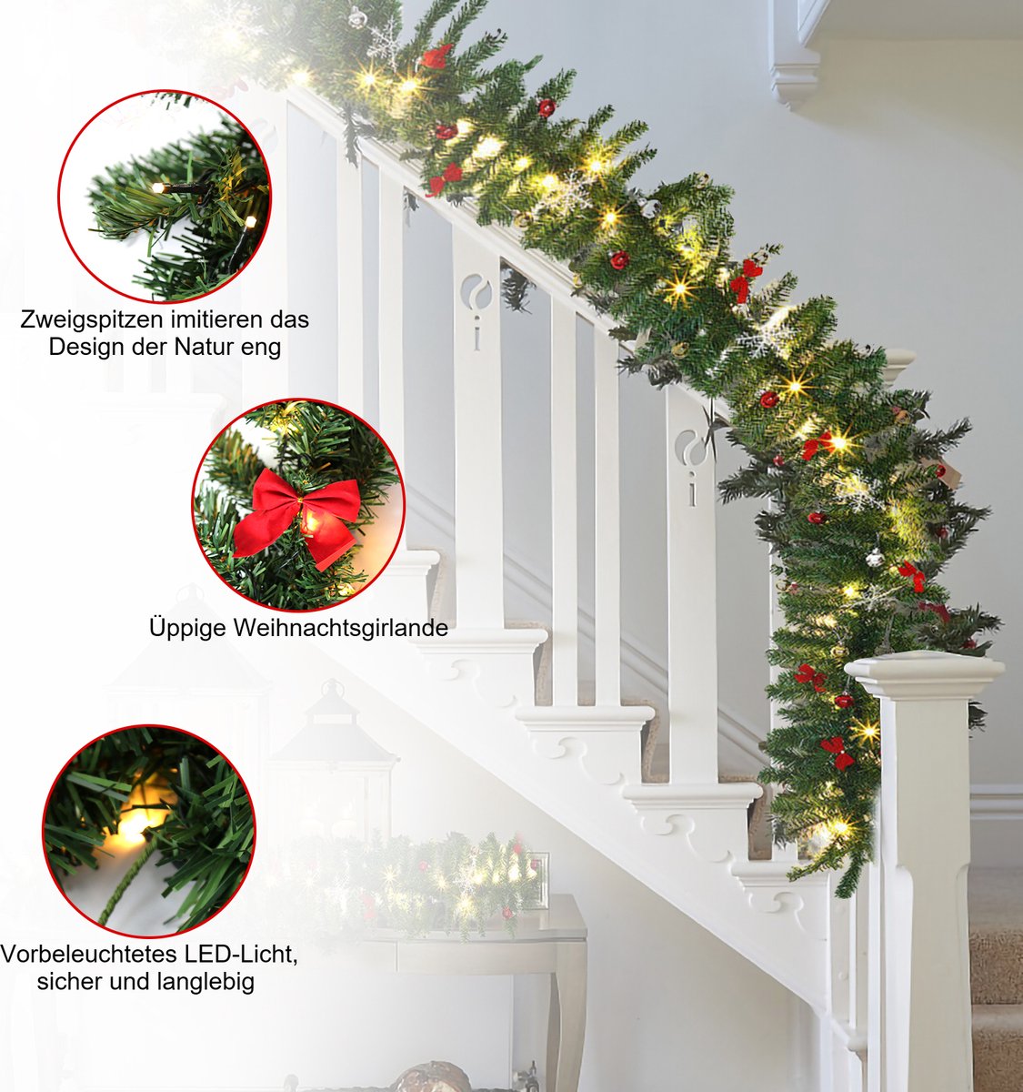 Kerstguirlande 5 m Kerstmis Guirlande 100 LED verlichting met