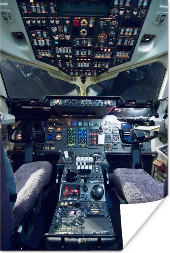 Cockpit zonder piloten poster 40x60 cm - Foto print op Poster (wanddecoratie woonkamer / slaapkamer)