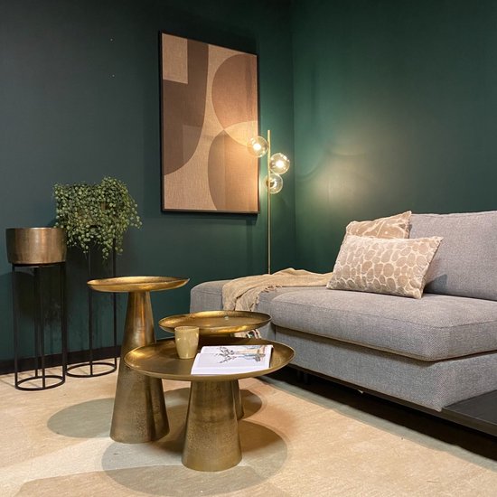 Grote Salontafel Wit Marmerlook Met Goud - 110x54cm Woonkamertafel Met Opbergruimte, MDF En Metaal