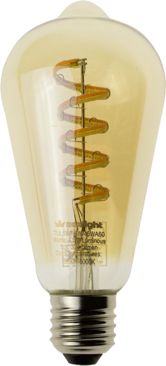 RexTech Tuya slimme led filament lamp goud - E27 fitting Edison - Dual White - Smart lamp - Slimme verlichting