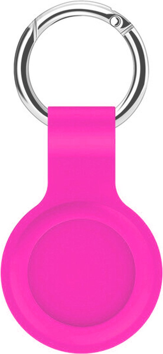 Geschikt voor Apple AirTag Sleutelhanger - Siliconen Back Cover AirTag Hoesje - AirTag Apple Case - 1 stuk - Roze