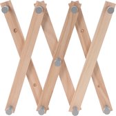 Excellent Houseware Kinderkamer kapstok verstelbaar - 9 grijze haakjes - hout - 60 x 12 cm