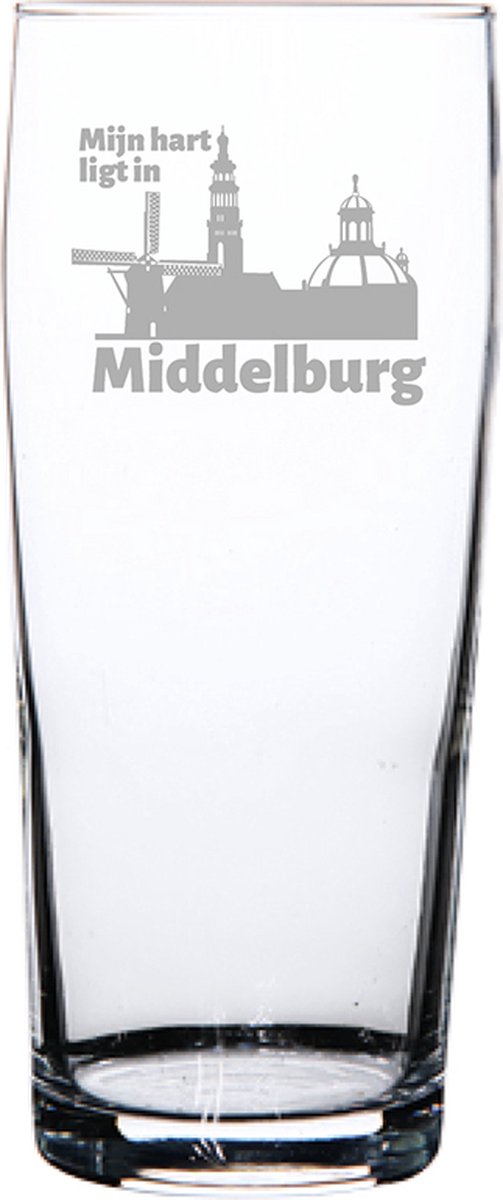 Gegraveerde bierfluitje 19cl Middelburg