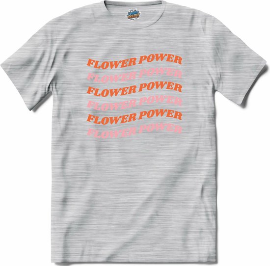 Flower power - T-Shirt - Dames - Donker Grijs - Gemêleerd