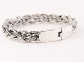 Zware gevlochten zilveren armband met kliksluiting - lengte 21.5 cm