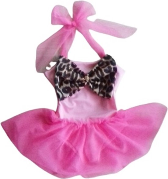 Maat 146 Zwempak badpak roze Dierenprint tule panterprint badkleding baby en kind zwem kleding zwemkleding