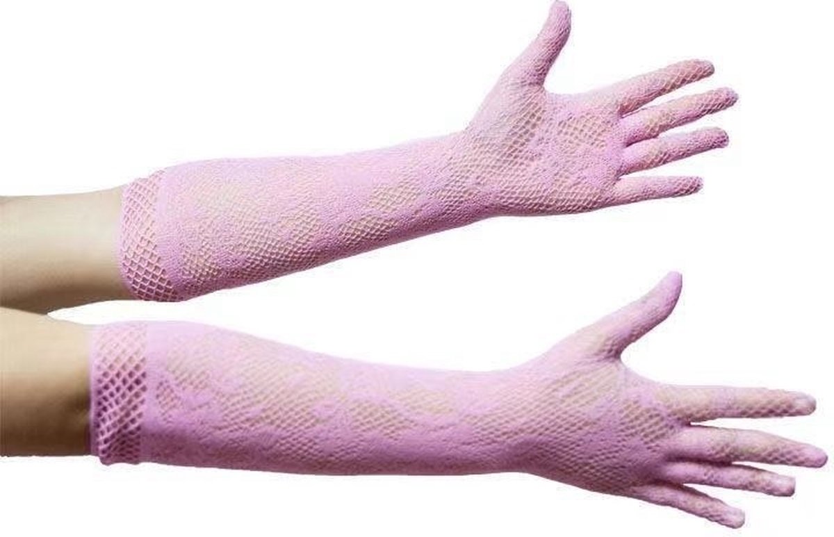 Handschoenen - Roze - Visnet/Kant - Elastisch - One Size