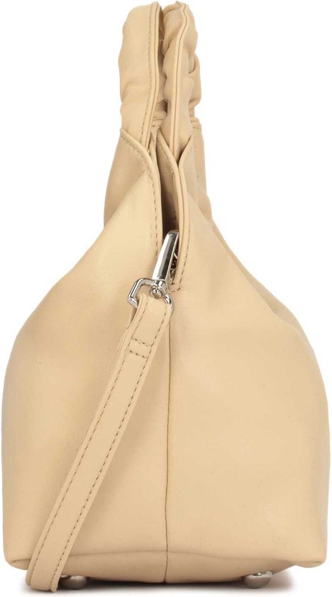 Sac en cuir beige avec jolie anse ronde franges bol