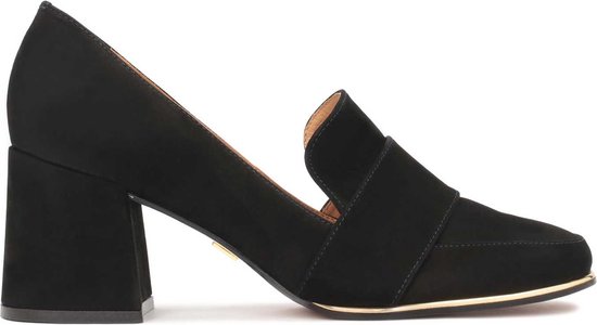 Suede lord pumps met metalen inzetstukken