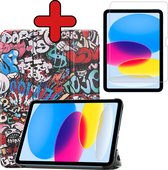 Hoes Geschikt voor iPad 2022 Hoes Book Case Hoesje Trifold Cover Met Screenprotector - Hoesje Geschikt voor iPad 10 Hoesje Bookcase - Graffity