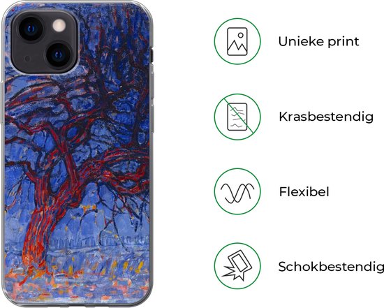 Coque iPhone 13 mini - Arbre rouge - Piet Mondrian - Siliconen