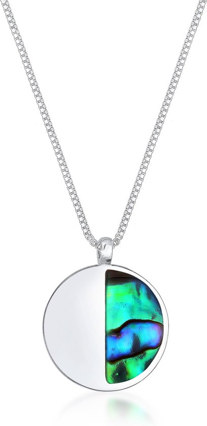 Elli Dames Halsketting dames curb chain zeetrend met abalone schelp in 925 sterling zilver verguld