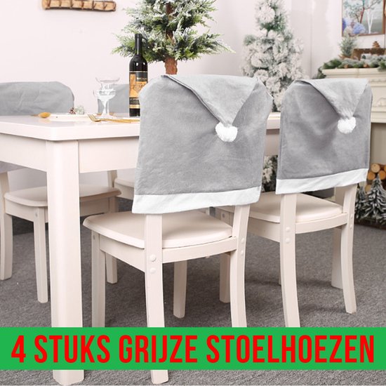 Allernieuwste ® 4 Pcs Housses de siège de Chaise de Noël GRIS - Décoration  de Chaise... | bol