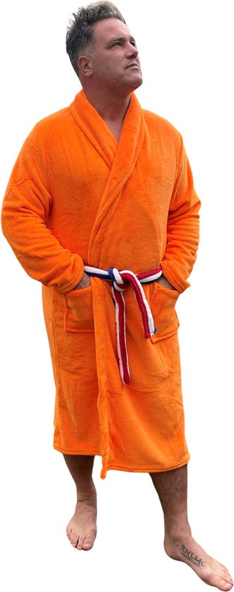 Badjas oranje - fleece - limited edition - badjas ik hou van Holland - heren badjas - dames badjas