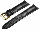Elysian Horlogebandje - Zwart Croco Leer - Gouden Gesp - 22mm - Quick Release - Verstelbaar