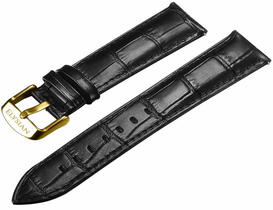 Horlogeband 22mm mat zwart leer