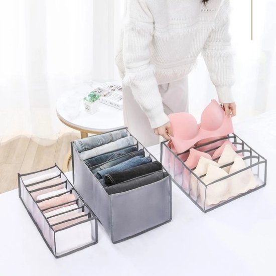 Organisateur de Tiroir – 7 Compartiments Groot – 36 x 25 x 20 cm – Grijs