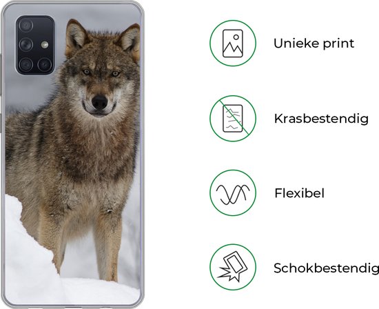 Coque Samsung Galaxy A71 - Loup - Neige - Animaux - Siliconen - Sinterklaas - Noël - Cadeaux - Cadeaux chaussures