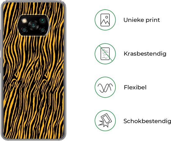 Coque Xiaomi Poco X3 Pro - Imprimé tigre - Zwart - Oranje - Coque de téléphone en Siliconen