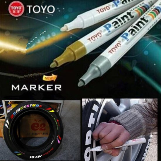 YANFJHV 1 stuk waterdichte verfmarker pen voor autobanden bandprofiel rubber metaal 5 ml oliepastelkrijt pennen (goud, één maat