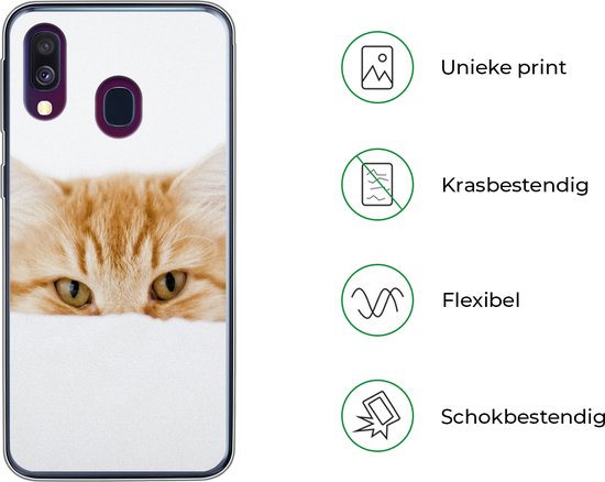 Coque Samsung Galaxy A40 - Chat - Rouge - Wit - Siliconen
